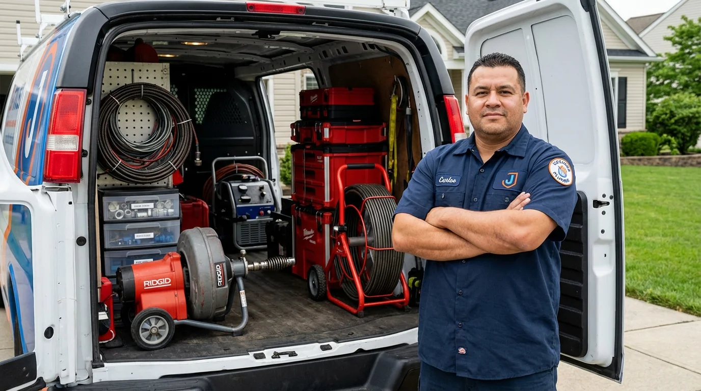 Professional drain cleaning equipment and Johns Plumbing LLC plumber in Hillsville