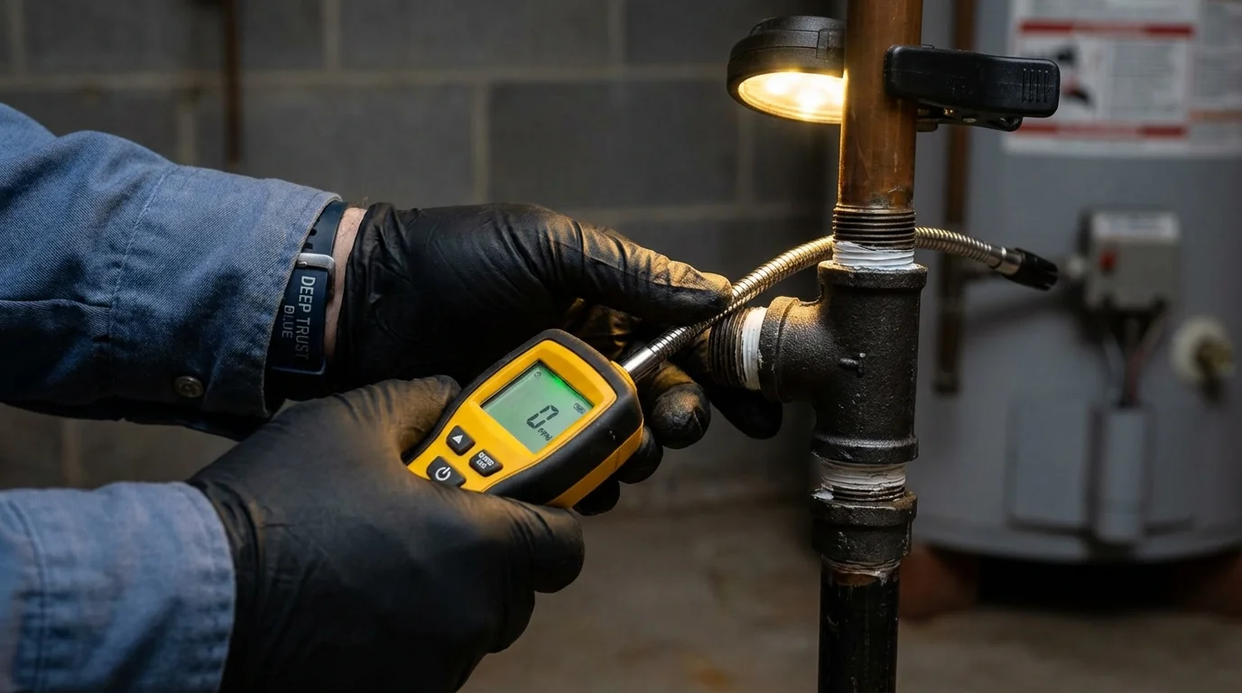 Gas leak detection with electronic sniffer by Johns Plumbing LLC in Hillsville