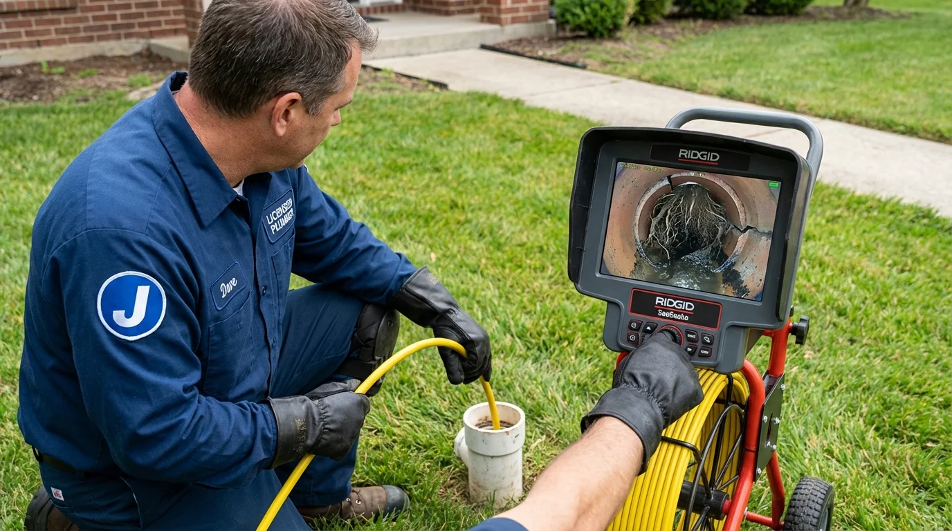 Sewer camera inspection being performed by Johns Plumbing LLC in Hillsville