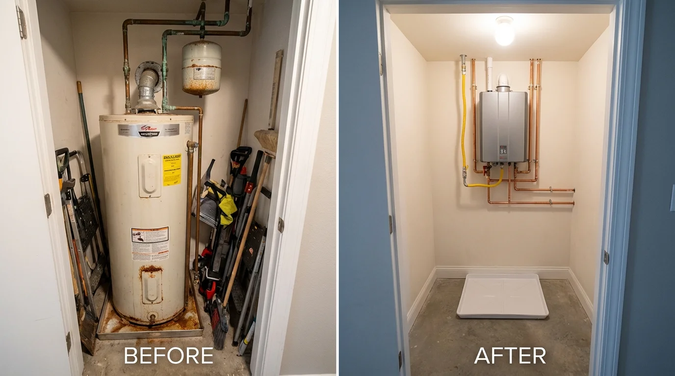 Tank water heater versus wall-mounted tankless unit comparison for Hillsville, VA homeowners